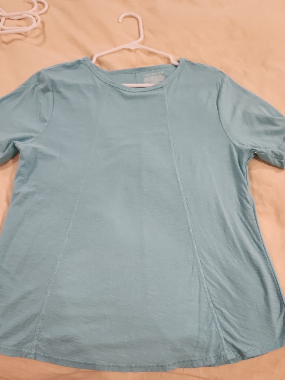 Westbound Light Blue Short-Sleeve Crewneck Top And Linen Pant Set